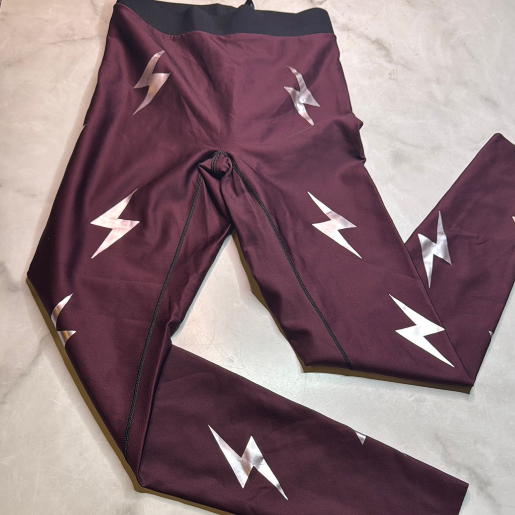 Ultracor Burgundy And Silver Lightning Leggings